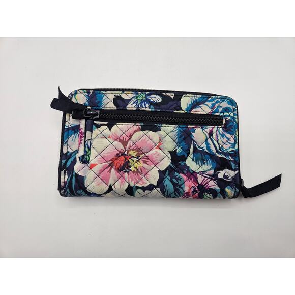 Vera Bradley‎ RFID Turnlock Wallet Womens Floral Blue Pink White - Picture 2 of 8